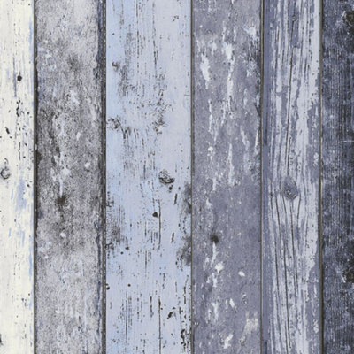 Distressed Wood Panel Wallpaper BlueAs Creation 8550-60 from B&Q