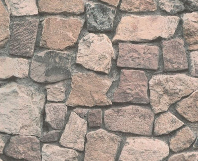 B&Q -  Realistic Dry Stone Stones Brick Textured Feature Wallpaper A.s.creation 8595-32