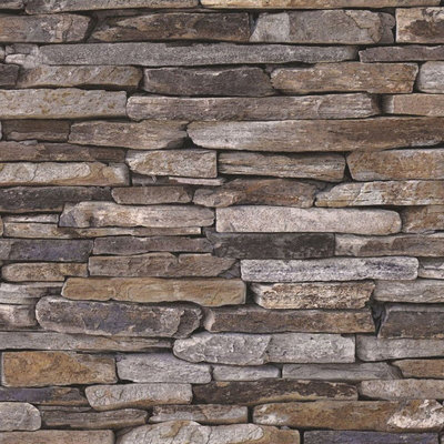 Natural Stone Slate Effect Wallpaper As Creation 9142-17 from B&Q