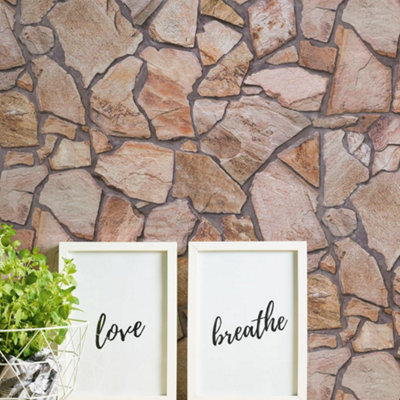 Galerie Beige Claystone Cottage Motif Wallpaper from B&Q