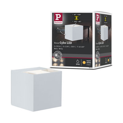 Paulmann 18001 Surface-Mounted Wall Luminaire House Wall Led Orientation Light Cybo 2X3W White 80X80 mm Outdoors Ip65