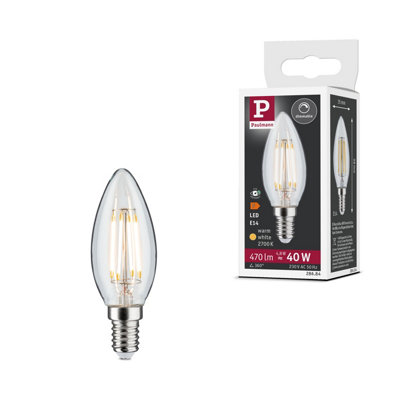 Paulmann 28684 Led Filament Candle Lamp 4.8 Watts Lamp Dimmable Clear 2700 K Warm White E14