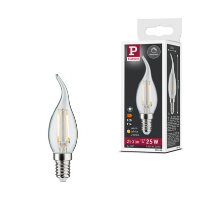 Paulmann 28686 Led Filament Candle Lamp 2.8 Watts Lamp Dimmable Clear 2700 K Warm White E14
