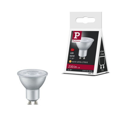 Paulmann 28975 Standard 230V Led Reflector Gu10 230V 1-Pack 4W 230Lm 51 mm Aluminium Plastic 2700K Warm White Lamp