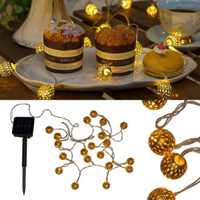Pauleen 48183 Sunshine Glamour Solar Fairy Lights For The Balcony Or Garden Gold Outdoor Lighting Metal Solar 3000K from B&Q
