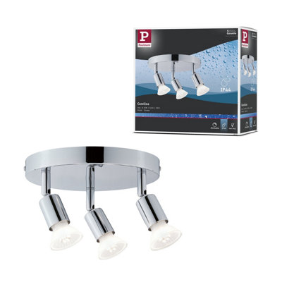 Paulmann 66747 Ceiling Spotlight Carolina Ip44 Gu10 230V Max. 3X10W Dimmable Chrome Triple-Flame Spotlight