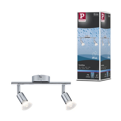 Paulmann 66748 Ceiling Spotlight Carolina Ip44 Gu10 230V Max. 2X10W Dimmable Chrome Double-Flame Spotlight
