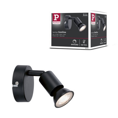 Paulmann 66755 Carolina Spotlight 1-Lamp Max. 10 Watts Ceiling Luminaire Matt Black Spot Metal Gu10 from B&Q