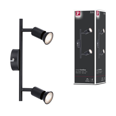 Paulmann 66756 Carolina Spotlight 2-Lamp Max. 2X10 Watts Ceiling Luminaire Matt Black Spot Metal Gu10