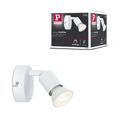 Paulmann 66763 Carolina Spotlight 1-Lamp Max. 10 Watts Ceiling Luminaire White Matt Spot Metal Gu10 from B&Q