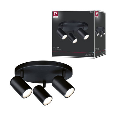 Paulmann 66776 Spotlight Zyli Ip44 Gu10 230V Max. 3X10W Dimmable Black Matt