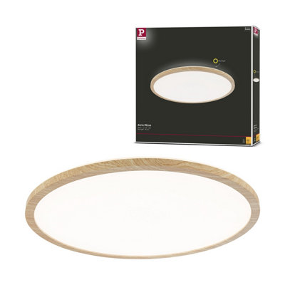 Paulmann 71029 Led Panel Atria Shine Ceiling Luminaires With Backlight Round Ip44 22W 2300Lm 420 mm Wood Look Plastic from B&Q