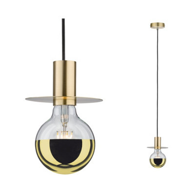 Paulmann 79755 Stian Pendant Luminaire Max. 60 Watts Pendant Lamp Brushed Brass Pendant Lamp Metal Pendant Luminaire E27