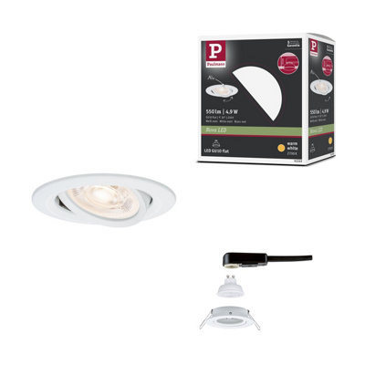 Paulmann Led Recessed Luminaire Nova Gu10 Flat Swivel 4.9W 550Lm 230V 2700K White Matt 92269