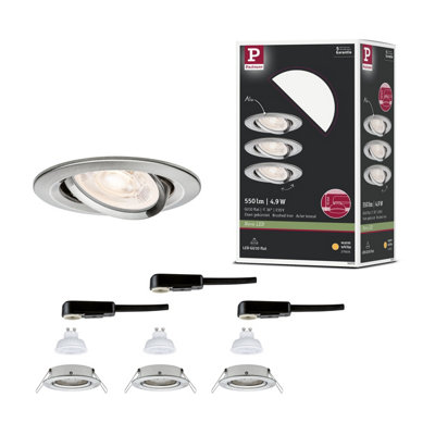Paulmann Led Recessed Luminaire Nova Gu10 Flat Pivotable 3X4,9W 3X550Lm 230V 2700K Brushed Iron 92272