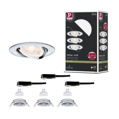 Paulmann Led Recessed Luminaire Nova Gu10 Flat Pivotable 3X4,9W 3X550Lm 230V 2700K Chrome 92274
