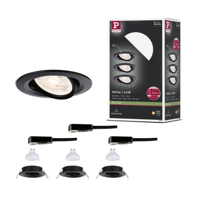 Paulmann Led Recessed Luminaire Nova Gu10 Flat Pivotable 3X4,9W 3X550Lm 230V 2700K Black Matt 92275