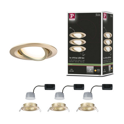 Paulmann 92406 Led Recessed Luminaire 3-Step-Dim Nova Coin Round 84 mm 50 Deg. Tilt Coin 3X6W 3X470Lm 230V Dimmable