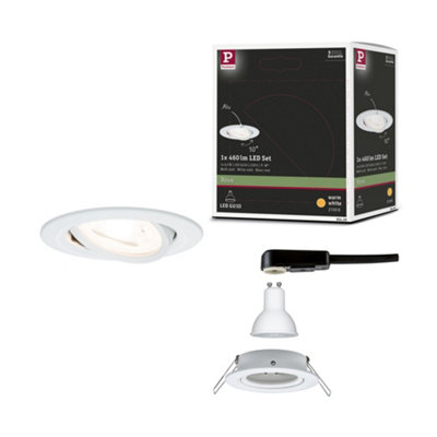 Paulmann 93430 Led Recessed Luminaire NovaAdjustableRound84 mm50 Deg. TiltGu106.5W460Lm230V2700K,