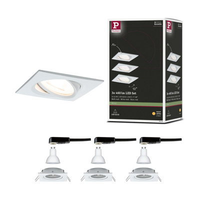 Paulmann 93436 Led Recessed Luminaire Nova Basic SetSwivellingRectangular84X84 mm50 Deg. Tilt Gu103X6.5W,
