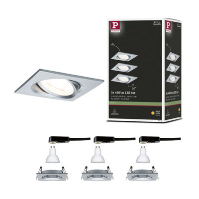Paulmann 93438 Led Recessed Luminaire Nova Basic SetSwivellingAngular84X84 mm50 Deg. TiltGu103X6.5W,