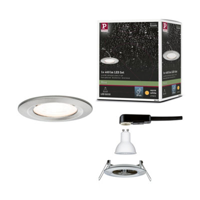 Paulmann 93439 Led Recessed Luminaire Nova Rigid Ip44 Round 78 mm Gu10 6.5W 460Lm 230V 2700K Brushed Iron