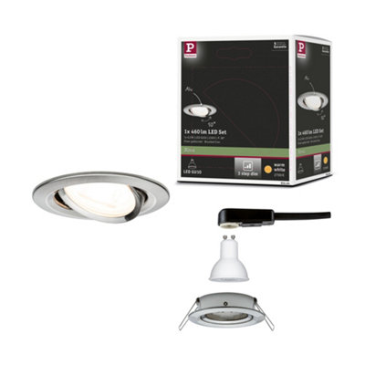 Paulmann 93464 Led Recessed Luminaire 3-Step Dim NovaSwivellingRound 84 mm50 Deg. Tilt Gu106.5W460Lm230V,