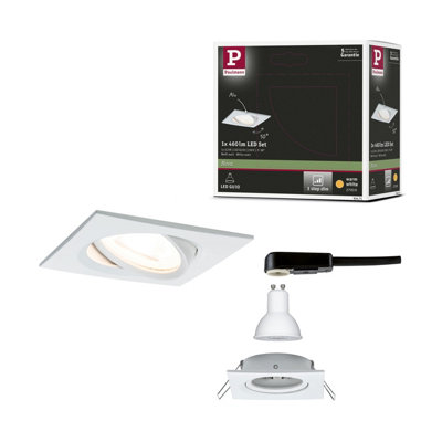 Paulmann 93471 Led Recessed Luminaire 3-Step Dim Nova Swivelling Angular 84X84 mm 50 Deg. Tilt Gu10 6.5W 460Lm 230V