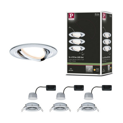 Paulmann 93488 Led Recessed Luminaire 3-Step Dimmable Nova Coin Basic SetSwivellingRound84 mm50 Deg. Tilt Coin,