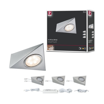 Paulmann 93572 Led Furniture Luminaire With Proximity Sensor Rectangular Incl. 3X2.8W Brushed Iron Cabinet Light Metal, from B&Q