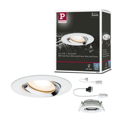 Paulmann Recessed Luminaire Nova Plus Swivelling Ip65 Round 93 mm 30 Deg. Tilt Gu5,3 / Gu10 Max. 35W 230 To 12V Dimmable Matt