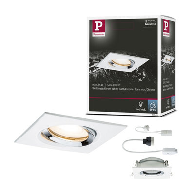 Paulmann Recessed Luminaire Nova Plus Swivelling Ip65 Angular 93X93 mm 30 Deg. Tilt Gu5,3 / Gu10 Max. 35W 230 To 12V Dimmable