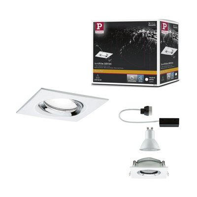 Paulmann 93674 Nova Plus Led Recessed Luminaire Rect Swivel Incl 6W Ip65 Dim Recessed Spot White MattChrome Spot Alu