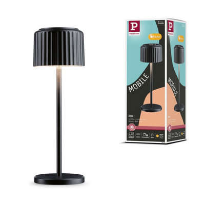 Paulmann 94878 Solar Led Battery-Powered Luminaire Else Ip44 2700K Black 250Lm Usb-C Battery Portable Table Luminaire from B&Q
