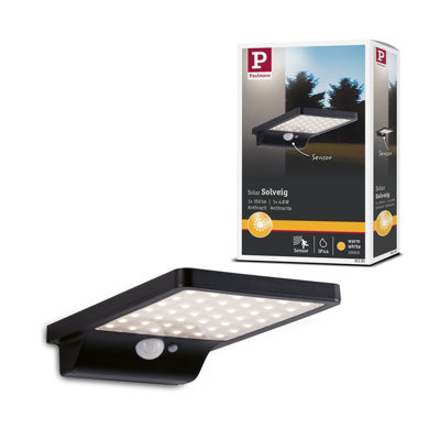 Paulmann 95393 Solveig Led Outdoor Luminaire Solar Outdoor Wall Luminaire W/ Motion Sensor Ip44 Rect. Incl. 1X4.8W Black