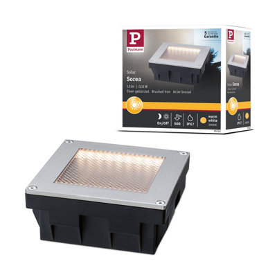 Paulmann Solar Led Recessed Floor Luminaires Sorea Twilight Sensor Ip67 Angular 100X100 mm 3000K 0,1W 6Lm 3,7V Brushed from B&Q