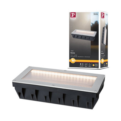 Paulmann Solar Led Recessed Floor Luminaires Sorea Twilight Sensor Ip67 Angular 200X100 mm 3000K 0,3W 16Lm 3,7V Brushed from B&Q