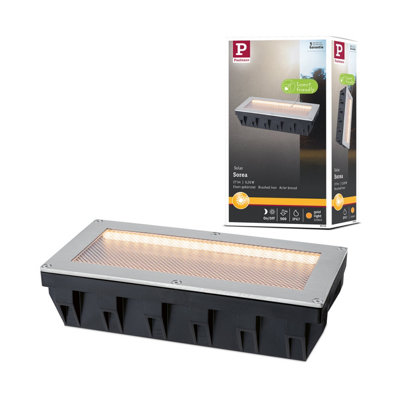 Paulmann Solar Led Recessed Floor Luminaires Sorea Twilight Sensor Ip67 Angular 200X100 mm 2200K 0,3W 14Lm 3,7V Brushed from B&Q