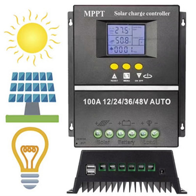 4000W 100A MPPT Solar Charge Controller 12V/24V/36V/48V Battery PV Regulator USB