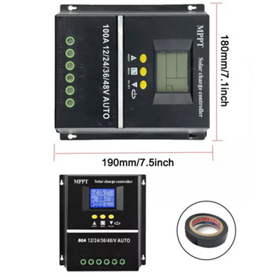 100 Amp MPPT Solar Charge Controller 48V 36V 24V 12V Auto,PV 150V Max Input Solar Panel , 100A Solar Panel Regulator Max Input Power 5000W, for AGM Sealed Gel Flooded Lithium