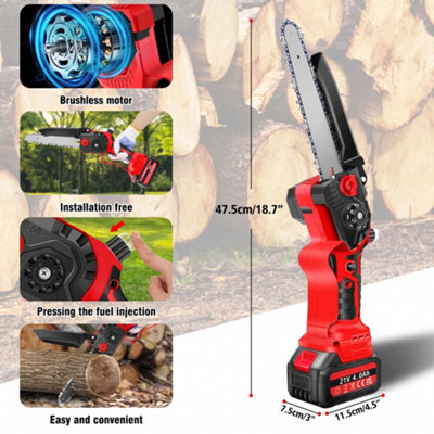 4000W 8 Inch Portable Cordless Mini Chainsaw with 2 Batteries and 2 ...