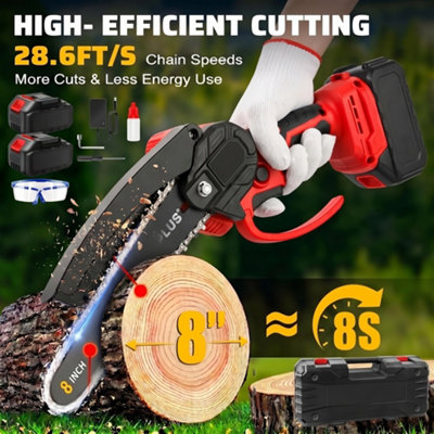 4000W 8 Inch Portable Cordless Mini Chainsaw with 2 Batteries and 2 ...