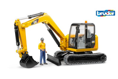 Bruder  Kids  1:16 Cat Mini Excavator With Worker ¿ Track in Size 01:16, Sports Direct - Image 8