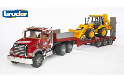 Bruder Mack Granite Low Loader Truck With Jcb 4Cx Backhoe Loader Backhoe Loader Model from B&Q