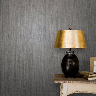 Galerie Avalon Grey Verticle Texture Embossed Wallpaper from B&Q