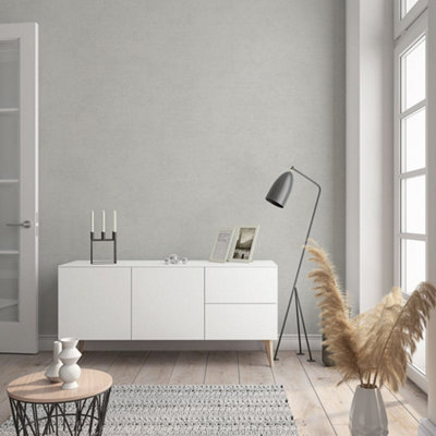 Galerie Flora Grey Plain Texture Lustre Wallpaper from B&Q