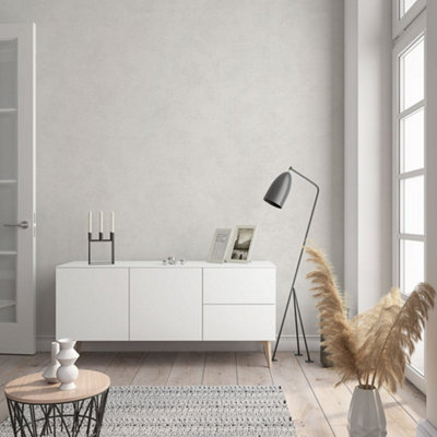 Galerie Flora Silver Plain Texture Lustre Wallpaper from B&Q