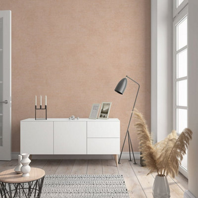 Galerie Flora Orange Plain Texture Lustre Wallpaper from B&Q