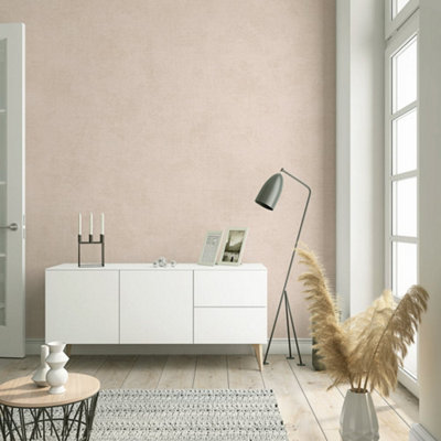 Galerie Flora Pink Plain Texture Lustre Wallpaper from B&Q