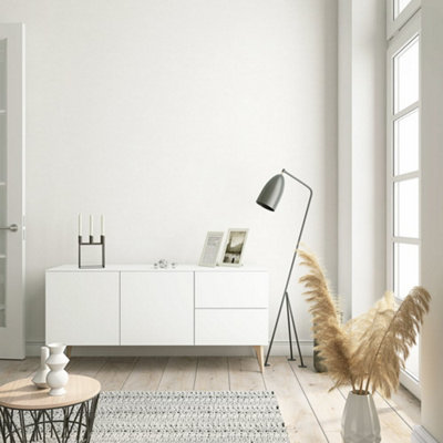 Galerie Flora White Plain Texture Lustre Wallpaper from B&Q
